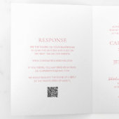 Schoon roze QR-code elegante bruiloft Drieluik Uitnodiging (Binnenzijde eerst)
