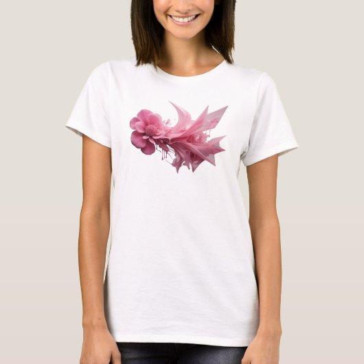 Schoon roze ROZE BLOEM Print T-shirt (Voorkant)