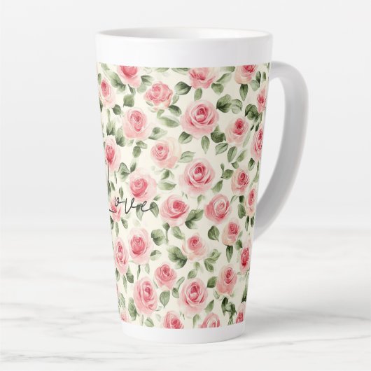 Schoon Roze Rozen Bloemen Latte Mok (Rechterhoek)