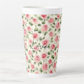 Schoon Roze Rozen Bloemen Latte Mok (Voorkant)