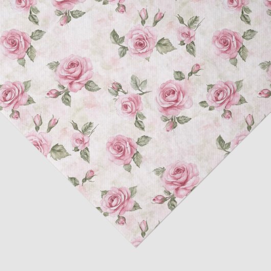 Schoon Roze Rozen Bloemige Bruiloft Douche Tissuepapier (Detail)