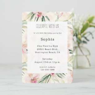 Schoon Roze Tropische Orchidee Bloemen Verjaardag Kaart