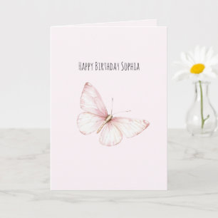 Schoon Roze Vlinder Verjaardag Kaart