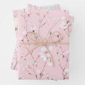 Schoon Roze Wit Bloemig Bruidsfeest Inpakpapier Vel (In situ)