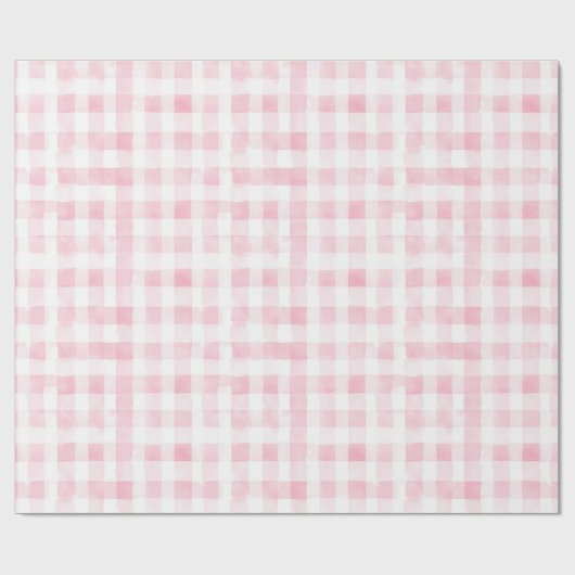 Schoon Roze Wit Geruit Strepen Bruiloft Feest Cadeaupapier (Vlak)