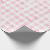 Schoon Roze Wit Geruit Strepen Bruiloft Feest Cadeaupapier (Hoek)