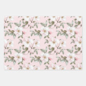 Schoon Roze Witte Bloemen Inpakpapier Vel (Voorkant 3)