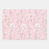 Schoon Roze Witte Bloemen Inpakpapier Vel (Voorkant)