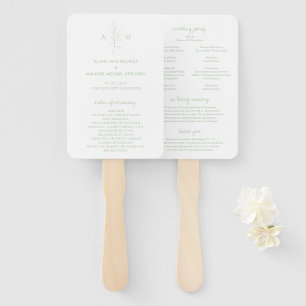 Schoon saliegroen botanisch elegant trouwprogramma handwaaier