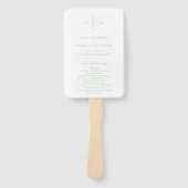 Schoon saliegroen botanisch elegant trouwprogramma handwaaier (Voorkant)