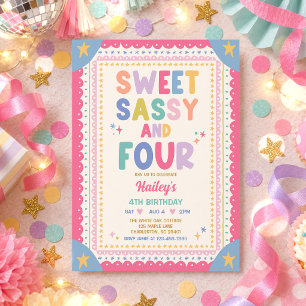 Schoon, Sassy En Vier Whimsical Meisje 4e Verjaard Kaart