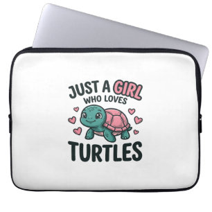 Schoon Schildpad Liefhebber Meisje Vintage Gravure Laptop Sleeve