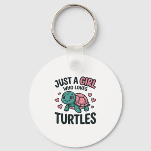 Schoon Schildpad Liefhebber Meisje Vintage Gravure Sleutelhanger