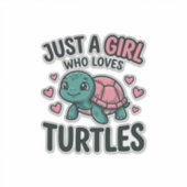 Schoon Schildpad Liefhebber Meisje Vintage Gravure Sticker (Voorkant)
