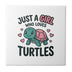 Schoon Schildpad Liefhebber Meisje Vintage Gravure Tegeltje