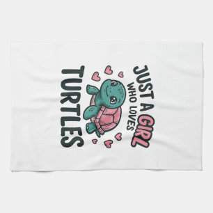Schoon Schildpad Liefhebber Meisje Vintage Gravure Theedoek