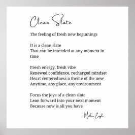 Schoon Schone nieuwe begin Inspirerende Gedicht Mu Poster