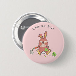 Schoon slapend konijn roze ronde button 5,7 cm