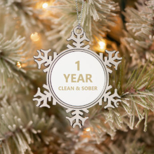 schoon, sober, aangepast verslaafden terugwinnen K Tin Sneeuwvlok Ornament