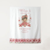 Schoon Speelse Fee Roze 4de Verjaardag Achtergrond Wandkleed (Voorkant)