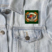 Schoon spelpluimvee vierkante button 5,1 cm (In situ)