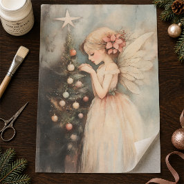 Schoon sprookje versiert kerstboom decoupage tissuepapier