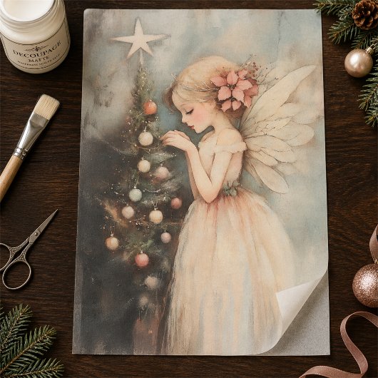 Schoon sprookje versiert kerstboom decoupage tissuepapier