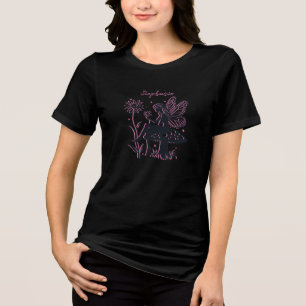 Schoon Sprookjes Paddenstoel en Bloem Zwart & Roze Tri-Blend Shirt