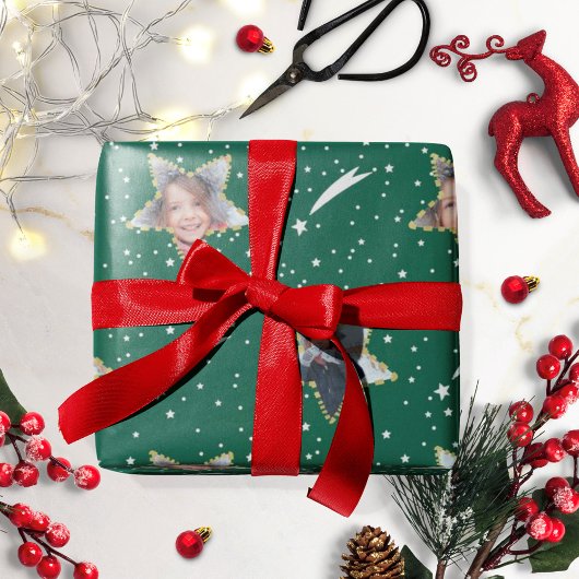 Schoon Sterrenpatroon Uw Eigen Foto Kerstmis Cadeaupapier