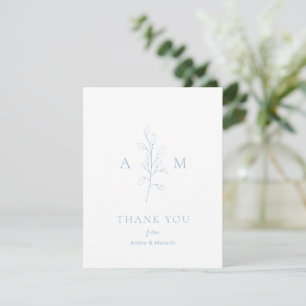Schoon Stof Blauw Botanisch Elegante Trouw Bedankkaart