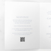 Schoon Stof Blauw QR Code Elegante Trouwdag Drieluik Uitnodiging (Binnenzijde eerst)