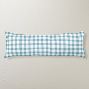 Schoon stoffig blauwe Gingham-patroon Lichaamskussen