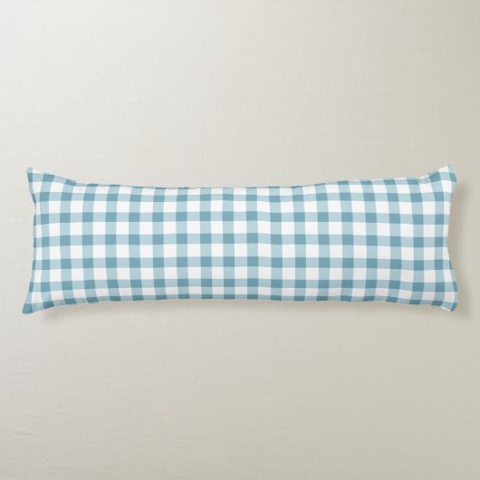 Schoon stoffig blauwe Gingham-patroon Lichaamskussen (Voorkant)