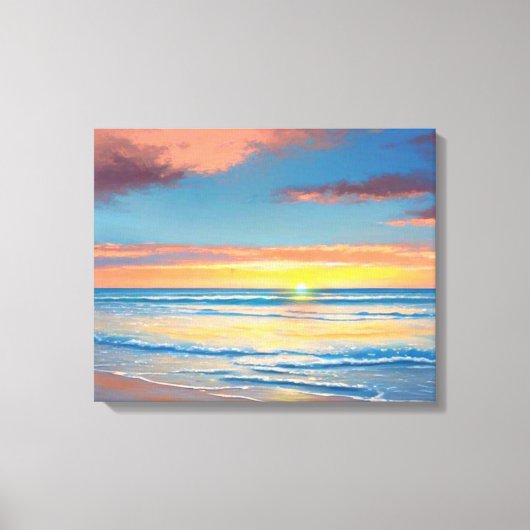 Schoon strand zonsondergang schilderij canvasprint canvas afdruk (Voorkant)