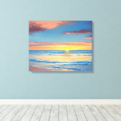 Schoon strand zonsondergang schilderij canvasprint canvas afdruk (Insitu (Houten vloer))