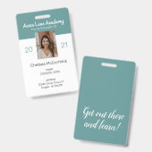 Schoon Teal Huischool Onderwijs ID Badge (Voor- en achterkant)