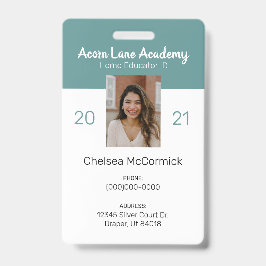 Schoon Teal Huischool Onderwijs ID Badge