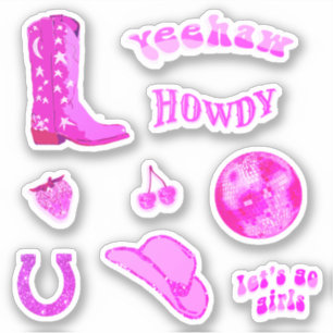 Schoon Trendsetterse Meisjesachtig Heet Roze Cowgi Sticker