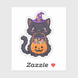 Schoon Trick or Treat Zwarte Kat Halloween Snoep  Sticker