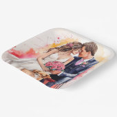 Schoon Trouwd Paar Waterverf Papieren Bordje (Gebogen)