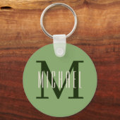 Schoon Vet Monogram Initiaal & Voornaam Groen Sleutelhanger (Voorkant)