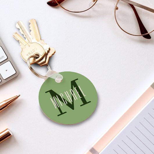 Schoon Vet Monogram Initiaal & Voornaam Groen Sleutelhanger