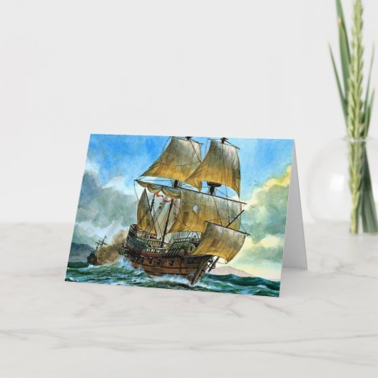 schoon viermast schip drukwerk kaart (Voorkant)