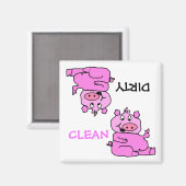 "SCHOON / VUIL" Roze Varken Vaatwasser Magneet (Voorkant / Achterkant)