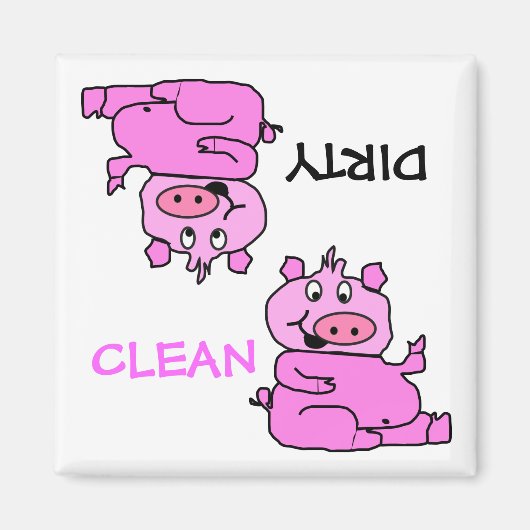 "SCHOON / VUIL" Roze Varken Vaatwasser Magneet (Voorkant)