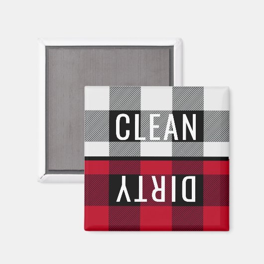 Schoon Vuil Vaatwasser Buffel Check Plaid Square Magneet (Voorkant / Achterkant)