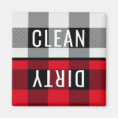 Schoon Vuil Vaatwasser Buffel Check Plaid Square Magneet (Voorkant)