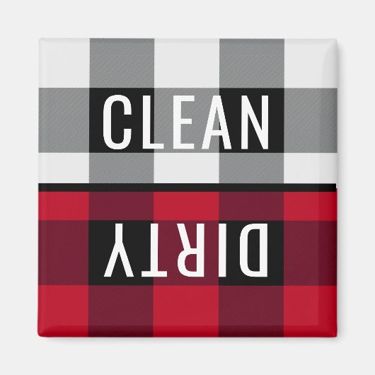Schoon Vuil Vaatwasser Buffel Check Plaid Square Magneet (Voorkant)