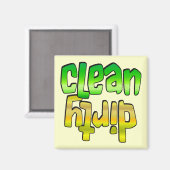 Schoon Vuil Vaatwasser Magneet Groen Geel (Voorkant / Achterkant)