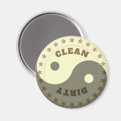 Schoon/Vuil, Yin Yang Bord Sjabloon Vaatwasser Magneet (Voorkant / Achterkant)